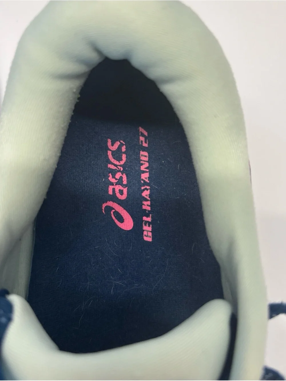 ASICS Gel Kayano 27 Women's blue Running Shoe with Pink Accents size 11
